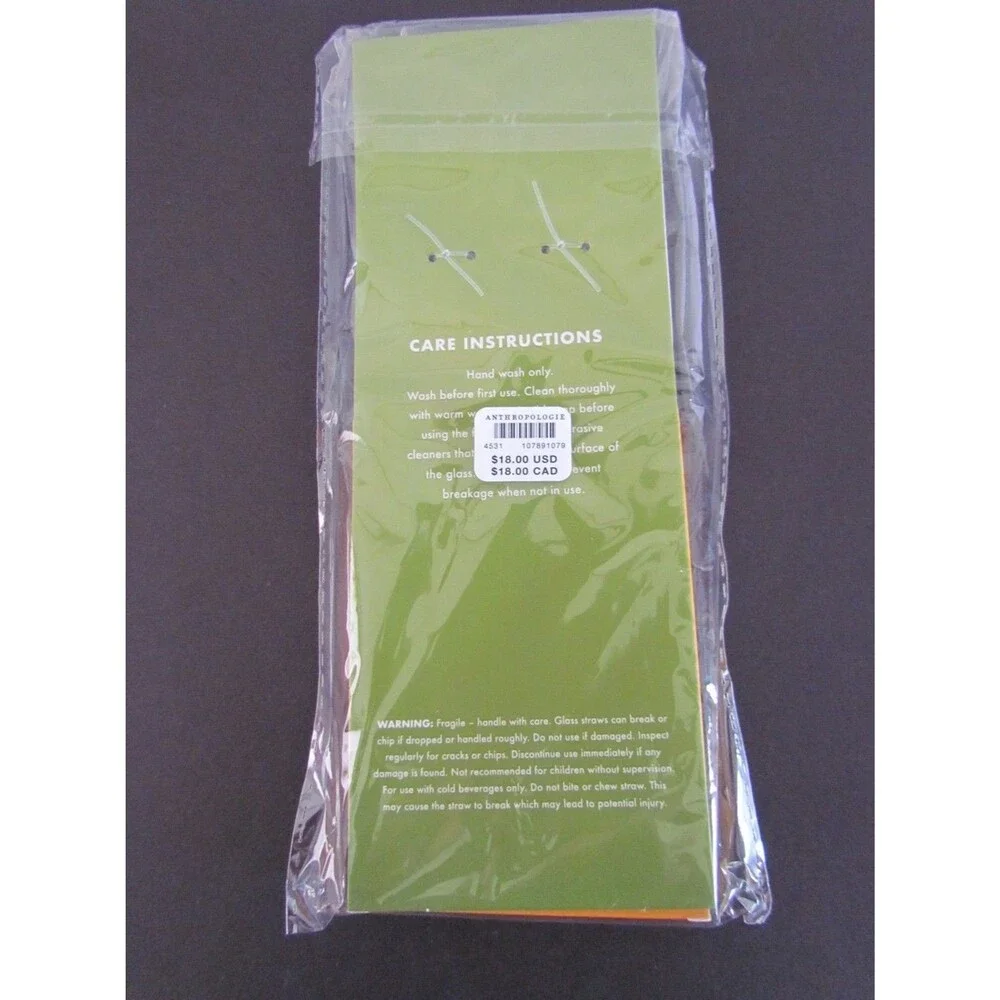 NEW Anthropologie The Icon Juice Glass Straws Olive Cherry 2 Alabaster Coasters